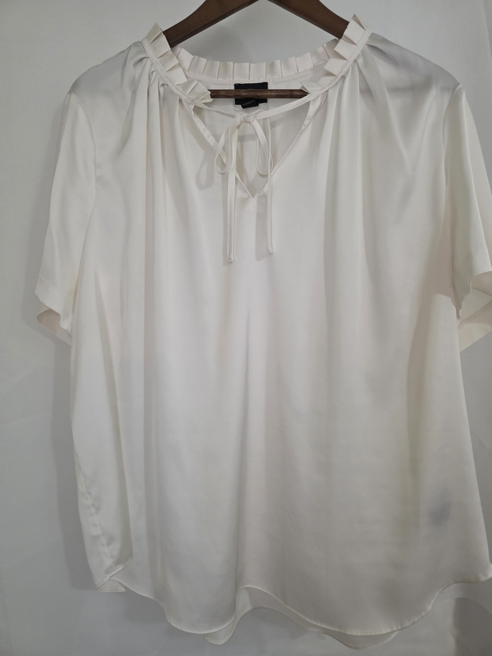 Women's Cream Ruffle Tie-Neck Blouse